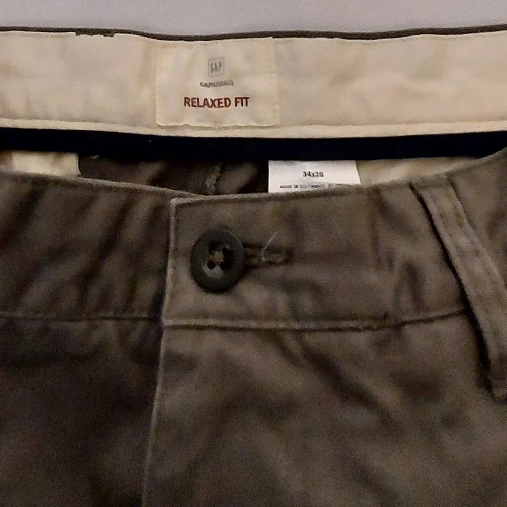 Gap Gapkhakis Relaxed Fit Mens Pants Gray 34-30 Casual/ Work Wear